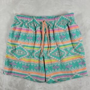 Chubbies Swim Shorts Men's Large Multicolor Geometric Print Lined Trunks Beach‎